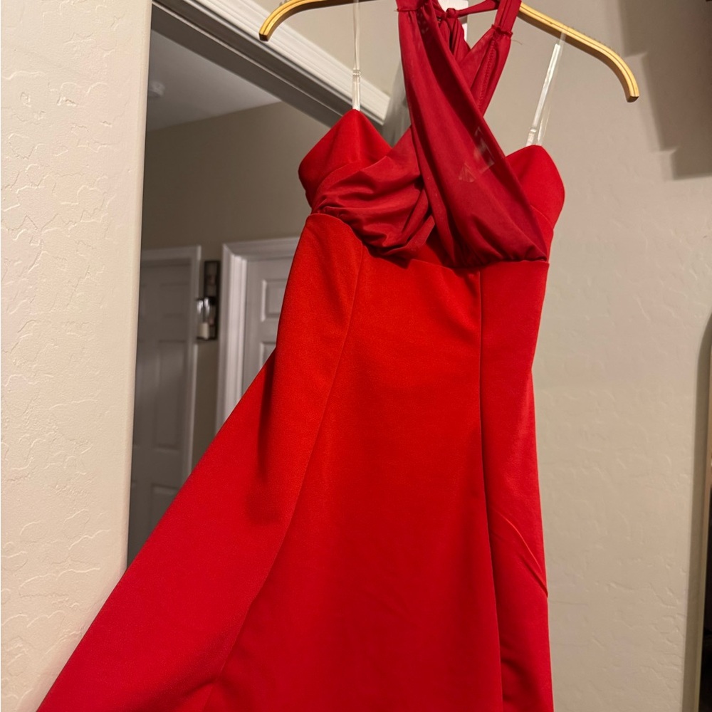 Elegant Red Halter Dress